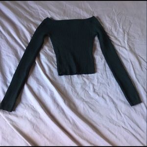 Black off shoulder sweater crop top